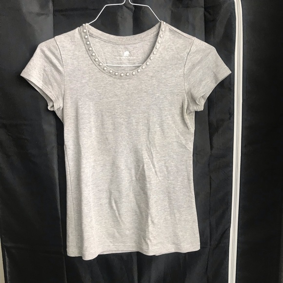 Grey pearled business casual t shirt - Picture 1 of 3